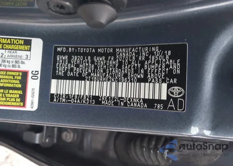 2019 Toyota Corolla Le z USA, uszkodzony, nr VIN 2T1BURHE2KC196310